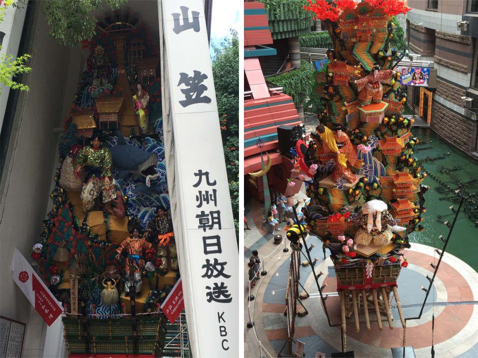 各地に飾られている「飾り山笠」。毎年デザインが異なります。